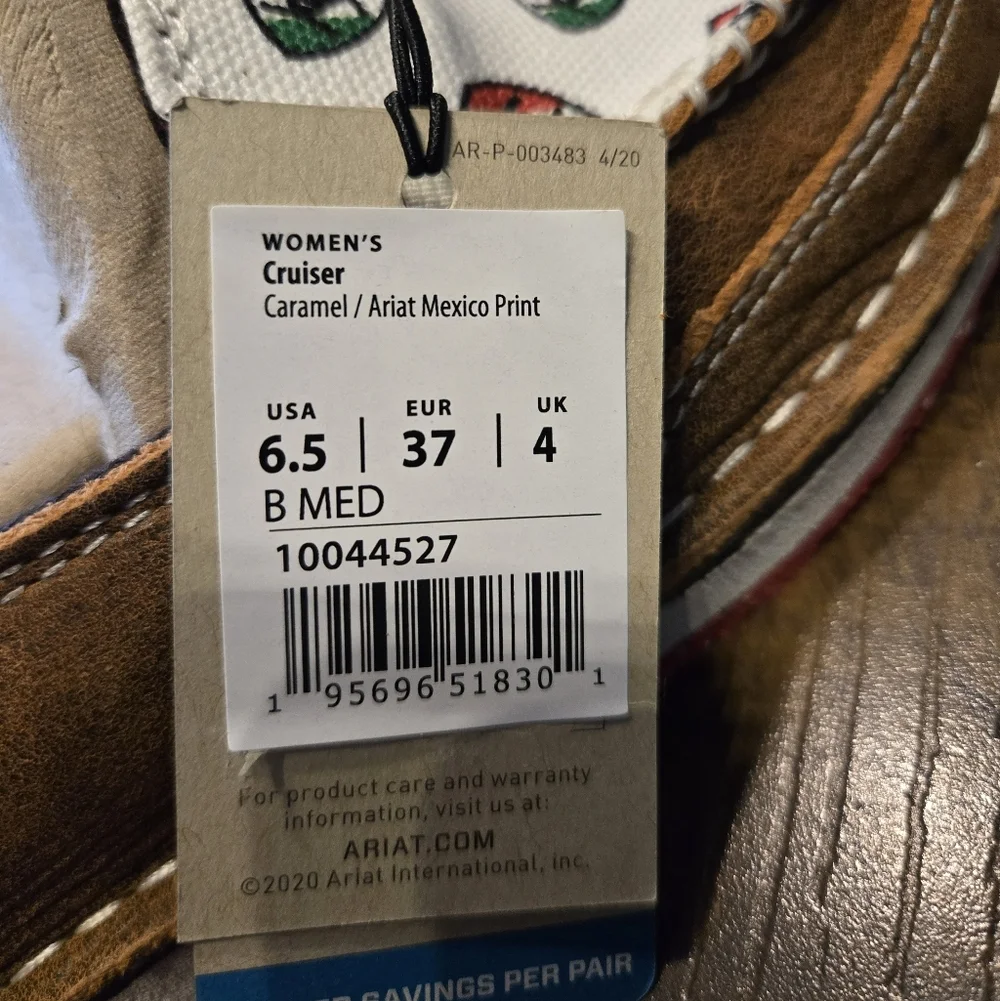 NEW Women's Ariat Cruiser Loafers In Caramel/ariat Mexico Print - Picture 9 of 11